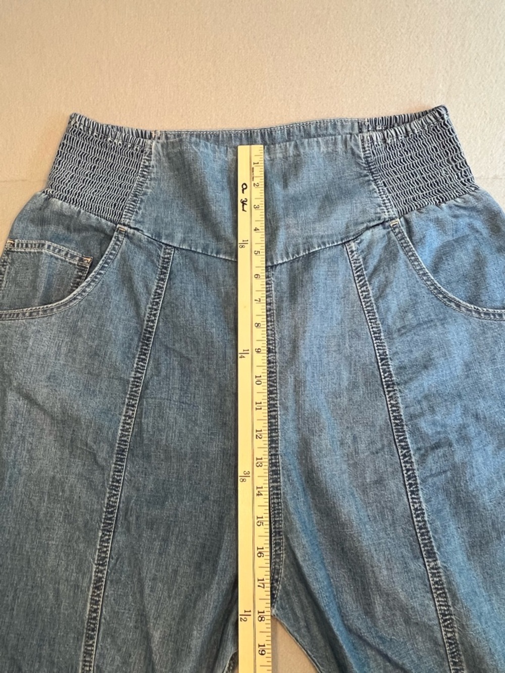 We The Free Lunan Pull On Harem Jeans Womens L High Waist Barrel Wide Leg Boho - Picture 5 of 14